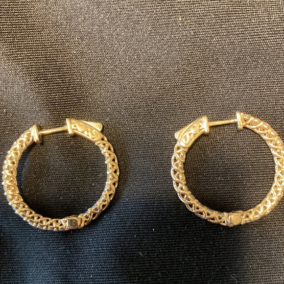 Gorgeous 14k diamond hoops - Picture 2 of 9